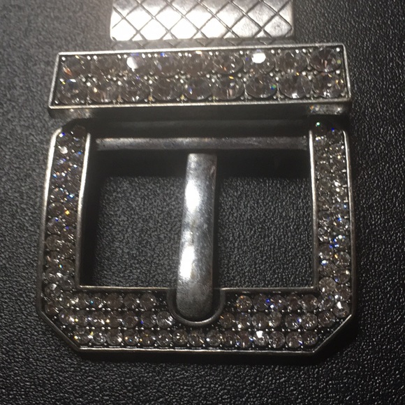 Silver Tone & Rhinestone Buckle Stretch Bracelet - Picture 4 of 8